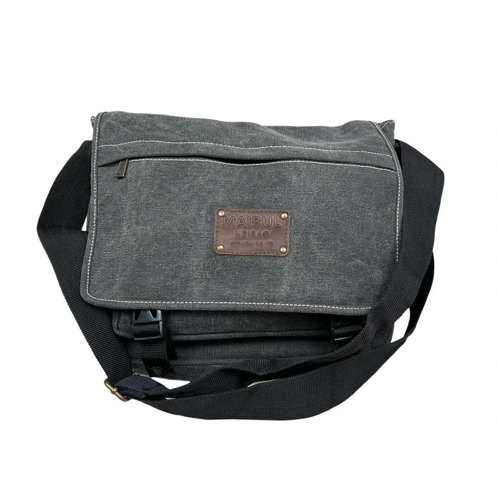 Mailbul Meibao Messenger‎ Bag Inner Zip Compartments Lined Black Wash Medium